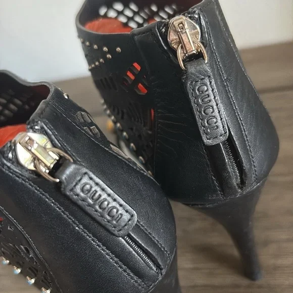 [Gucci] Black Lika Bejeweled Studded Toe Stiletto Heels Women’s EU/IT 36 / US 6 - Picture 8 of 13